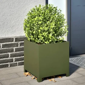 Jardinera de acero verde oliva 40x40x40 cm de , Maceteros y jardineras - Ref: Foro24-851205, Precio: 51,67 €, Descuento: %