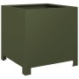 Jardinera de acero verde oliva 40x40x40 cm de , Maceteros y jardineras - Ref: Foro24-851205, Precio: 52,57 €, Descuento: %