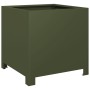 Jardinera de acero verde oliva 40x40x40 cm de , Maceteros y jardineras - Ref: Foro24-851205, Precio: 52,57 €, Descuento: %