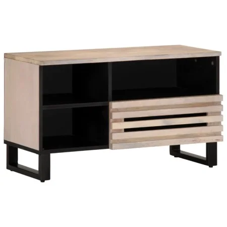 Mueble de TV madera maciza de mango 80x34x46 cm de , Almacenamiento para CD y DVD - Ref: Foro24-377522, Precio: 65,30 €, Desc...
