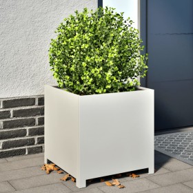 Jardinera de acero blanca 50x50x50 cm de , Maceteros y jardineras - Ref: Foro24-851214, Precio: 73,45 €, Descuento: %