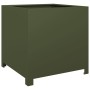 Jardinera de acero verde oliva 50x50x50 cm de , Maceteros y jardineras - Ref: Foro24-851216, Precio: 71,84 €, Descuento: %
