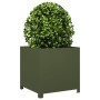 Jardinera de acero verde oliva 50x50x50 cm de , Maceteros y jardineras - Ref: Foro24-851216, Precio: 71,84 €, Descuento: %