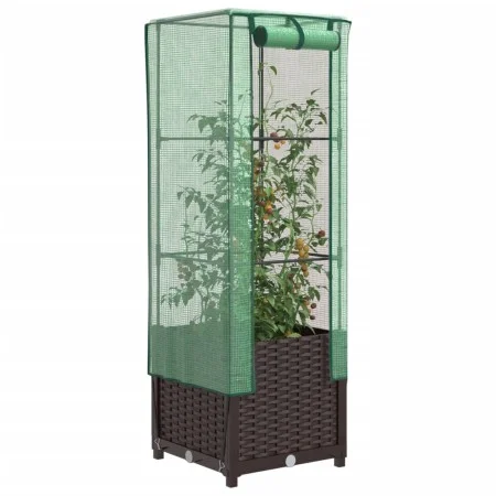 Arriate con cubierta invernadero aspecto ratán 40x40x139 cm de , Maceteros y jardineras - Ref: Foro24-4015799, Precio: 54,37 ...