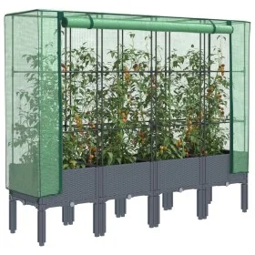 Arriate con cubierta invernadero aspecto ratán 160x40x140 cm de , Maceteros y jardineras - Ref: Foro24-4015835, Precio: 129,9...