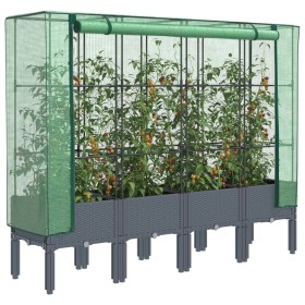 Arriate con cubierta invernadero aspecto ratán 160x40x140 cm de , Maceteros y jardineras - Ref: Foro24-4015835, Precio: 129,4...