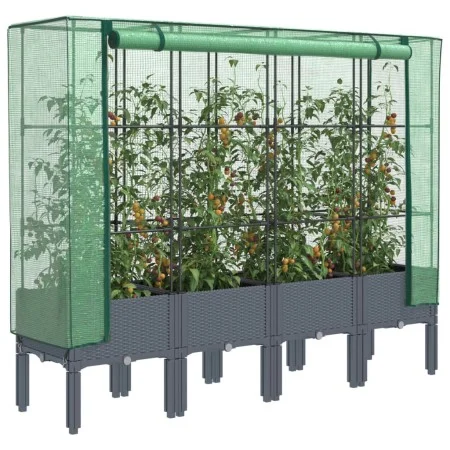 Arriate con cubierta invernadero aspecto ratán 160x40x140 cm de , Maceteros y jardineras - Ref: Foro24-4015835, Precio: 129,9...