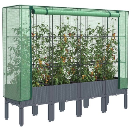 Arriate con cubierta invernadero aspecto ratán 160x40x140 cm de , Maceteros y jardineras - Ref: Foro24-4015835, Precio: 129,4...