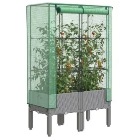 Arriate con cubierta invernadero aspecto ratán 80x40x140 cm by , Pots and planters - Ref: Foro24-4015861, Price: 68,92 €, Dis...