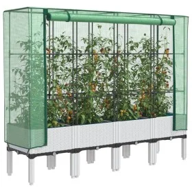 Arriate con cubierta invernadero aspecto ratán 160x40x140 cm de , Maceteros y jardineras - Ref: Foro24-4015849, Precio: 110,1...