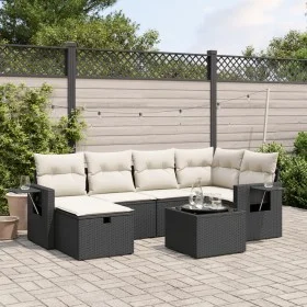 Set de comedor de jardín 7 pzas y cojines ratán sintético negro de , Conjuntos de jardín - Ref: Foro24-3263802, Precio: 421,0...