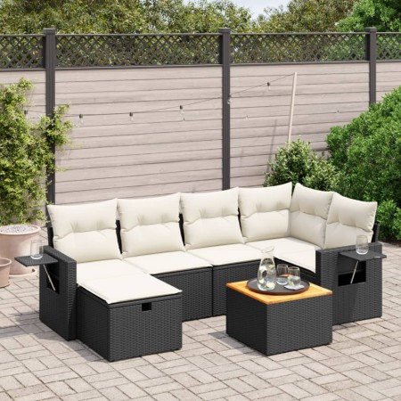 Set de comedor de jardín 7 pzas y cojines ratán sintético negro de , Conjuntos de jardín - Ref: Foro24-3264948, Precio: 404,7...