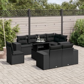 Set de sofás de jardín 8 piezas y cojines ratán sintético negro de , Conjuntos de jardín - Ref: Foro24-3269295, Precio: 718,8...