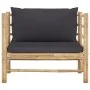 Sofá de jardín bambú con cojines gris oscuro de vidaXL, Sofás modulares de exterior - Ref: Foro24-313156, Precio: 147,14 €, D...