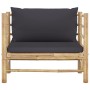 Sofá de jardín bambú con cojines gris oscuro de vidaXL, Sofás modulares de exterior - Ref: Foro24-313156, Precio: 150,08 €, D...