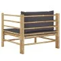 Sofá de jardín bambú con cojines gris oscuro de vidaXL, Sofás modulares de exterior - Ref: Foro24-313156, Precio: 147,14 €, D...
