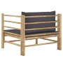 Sofá de jardín bambú con cojines gris oscuro de vidaXL, Sofás modulares de exterior - Ref: Foro24-313156, Precio: 150,08 €, D...