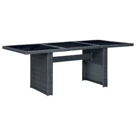 Mesa de jardín de ratán sintético y vidrio templado gris oscuro de vidaXL, Mesas de jardín - Ref: Foro24-313309, Precio: 193,...