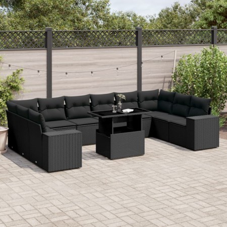 Set de sofás de jardín 11 pzas y cojines ratán sintético negro de , Conjuntos de jardín - Ref: Foro24-3269405, Precio: 775,91...