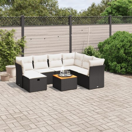 Set de sofás de jardín 8 piezas y cojines ratán sintético negro de , Conjuntos de jardín - Ref: Foro24-3264738, Precio: 425,7...