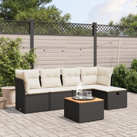 Set de sofás de jardín 6 piezas y cojines ratán sintético negro de , Conjuntos de jardín - Ref: Foro24-3264710, Precio: 319,6...
