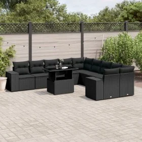 Set de sofás de jardín 11 pzas y cojines ratán sintético negro de , Conjuntos de jardín - Ref: Foro24-3269425, Precio: 812,19...