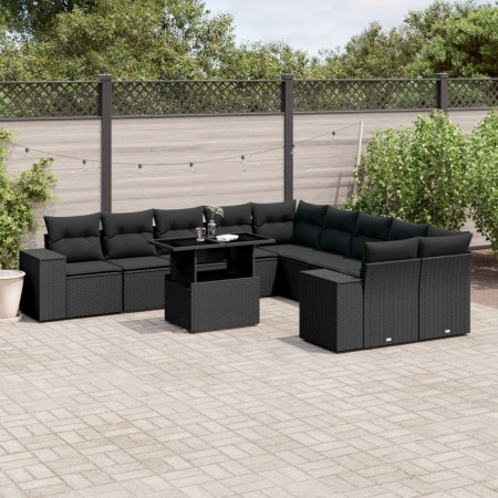Set de sofás de jardín 11 pzas y cojines ratán sintético negro de , Conjuntos de jardín - Ref: Foro24-3269425, Precio: 775,91...