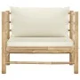 Sofá de jardín de bambú con cojines blanco crema de vidaXL, Sofás modulares de exterior - Ref: Foro24-313148, Precio: 145,66 ...
