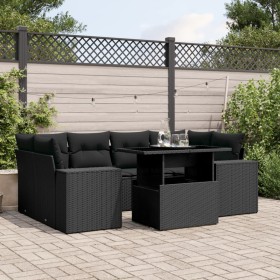 Set de sofás de jardín 7 pzas con cojines ratán sintético negro de , Conjuntos de jardín - Ref: Foro24-3269015, Precio: 532,6...
