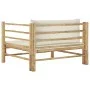 Sofá de jardín de bambú con cojines blanco crema de vidaXL, Sofás modulares de exterior - Ref: Foro24-313148, Precio: 145,66 ...