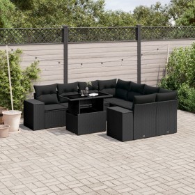 Set de sofás de jardín 8 piezas y cojines ratán sintético negro de , Conjuntos de jardín - Ref: Foro24-3269055, Precio: 649,6...