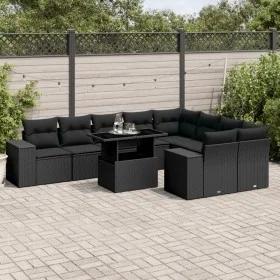Set de sofás de jardín 10 pzas cojines ratán sintético negro de , Conjuntos de jardín - Ref: Foro24-3269385, Precio: 725,30 €...