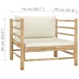 Sofá de jardín de bambú con cojines blanco crema de vidaXL, Sofás modulares de exterior - Ref: Foro24-313148, Precio: 154,28 ...