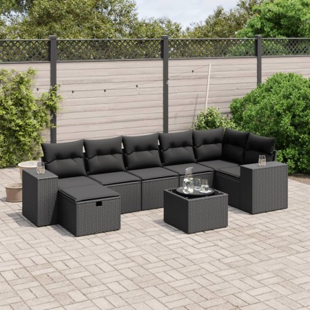 Set de sofás de jardín 8 piezas y cojines ratán sintético negro de , Conjuntos de jardín - Ref: Foro24-3264461, Precio: 534,2...