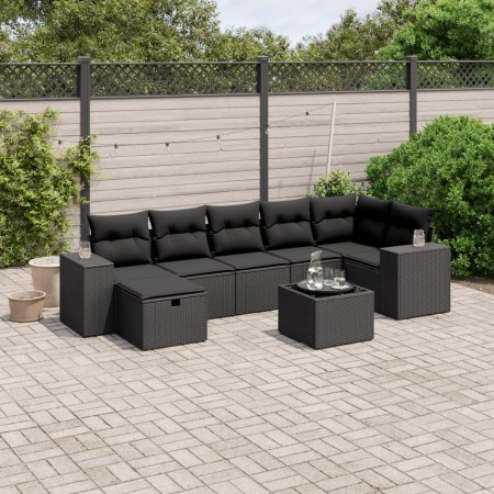 Set de sofás de jardín 8 piezas y cojines ratán sintético negro de , Conjuntos de jardín - Ref: Foro24-3264441, Precio: 534,2...