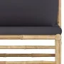 Gartenmöbel-Set 3-teilig aus Bambus und dunkelgrauen Kissen von vidaXL, Modulare Sofas für den Außenbereich - Ref: Foro24-313...