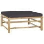 Gartenmöbel-Set 3-teilig aus Bambus und dunkelgrauen Kissen von vidaXL, Modulare Sofas für den Außenbereich - Ref: Foro24-313...