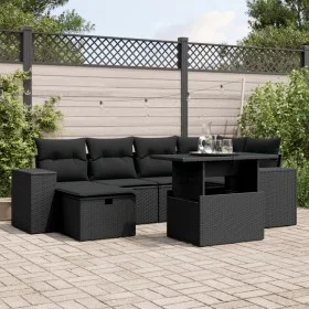 Set de sofás de jardín 7 pzas con cojines ratán sintético negro de , Conjuntos de jardín - Ref: Foro24-3275295, Precio: 546,7...