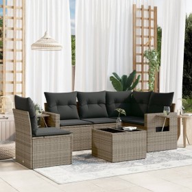 Set de muebles de jardín 6 pzas y cojines ratán sintético gris en Conjuntos de jardín | Comprar online en Foru.es