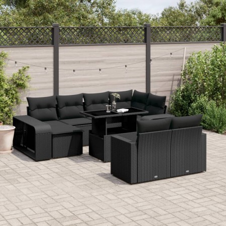 Set de sofás de jardín 11 pzas y cojines ratán sintético negro de , Conjuntos de jardín - Ref: Foro24-3274578, Precio: 646,72...