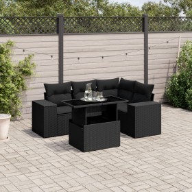 Set de muebles de jardín 5 pzas y cojines ratán sintético negro de , Conjuntos de jardín - Ref: Foro24-3269135, Precio: 421,3...