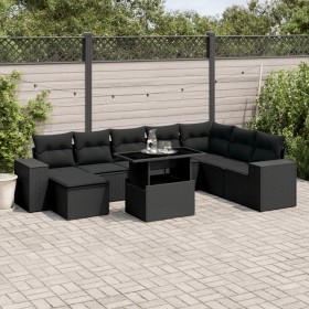 Set de sofás de jardín 8 piezas y cojines ratán sintético negro de , Conjuntos de jardín - Ref: Foro24-3269355, Precio: 630,7...