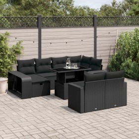 Set de sofás de jardín 11 pzas y cojines ratán sintético negro de , Conjuntos de jardín - Ref: Foro24-3276501, Precio: 663,27...