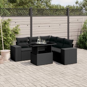 Set de sofás de jardín 6 piezas y cojines ratán sintético negro de , Conjuntos de jardín - Ref: Foro24-3269155, Precio: 468,0...