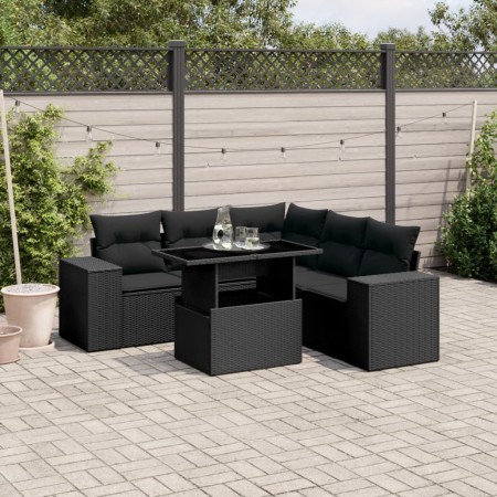 Set de sofás de jardín 6 piezas y cojines ratán sintético negro de , Conjuntos de jardín - Ref: Foro24-3269155, Precio: 468,0...