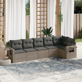 Set de muebles de jardín 6 pzas y cojines ratán sintético gris en Conjuntos de jardín | Comprar online en Foru.es