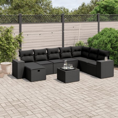 Set de sofás de jardín 8 piezas y cojines ratán sintético negro de , Conjuntos de jardín - Ref: Foro24-3264521, Precio: 598,5...
