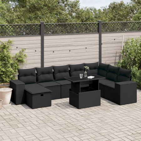 Set de sofás de jardín 8 piezas y cojines ratán sintético negro de , Conjuntos de jardín - Ref: Foro24-3275345, Precio: 635,8...