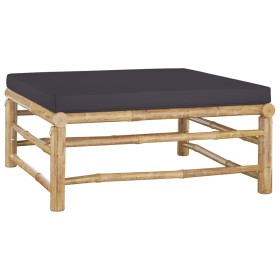 Reposapiés de jardín bambú con cojín gris oscuro de vidaXL, Sofás modulares de exterior - Ref: Foro24-313155, Precio: 80,39 €...