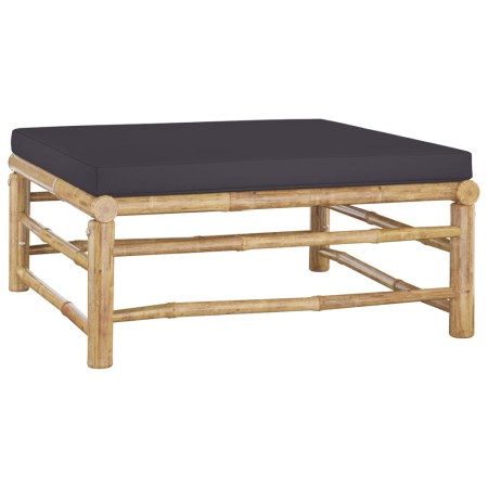 Reposapiés de jardín bambú con cojín gris oscuro de vidaXL, Sofás modulares de exterior - Ref: Foro24-313155, Precio: 80,39 €...